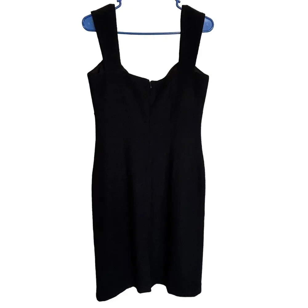 St. John Couture Black Sleeveless Twill Knit Cocktail‎ Dress Women's Size 12 HTF